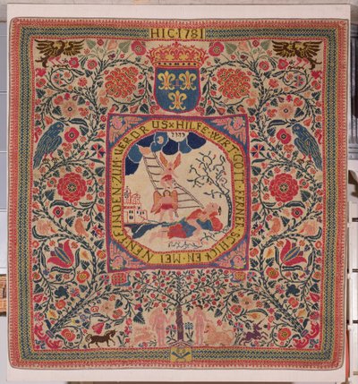 Handknitted carpet depicting Jacob